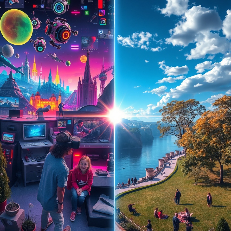 Voici-une-image-qui-illustre-le-dilemme-entre-la-vie-virtuelle-et-la-vie-reelle.-vous-pouvez-voir-comment-les-deux-mondes-contrastent-et-se-completent